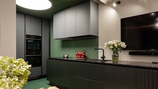 Кухня в сером цвете с фрезерованными фасадами (Кухня Патриция + Эмма)