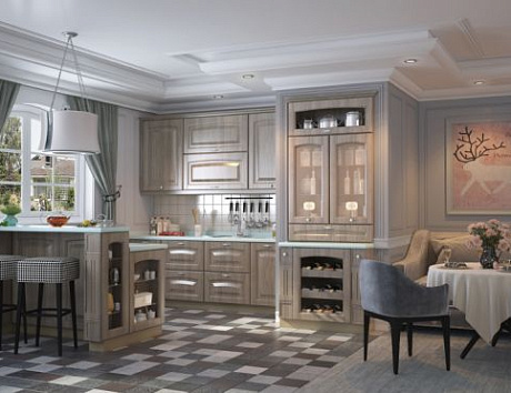 Современная кухня с барной стойкой