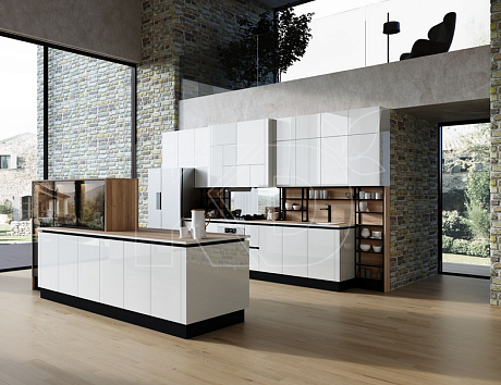 Белая кухня в стиле хай тек