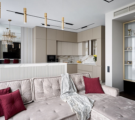 Эргономичная кухня Ханна Стил с цилиндрической вытяжкой